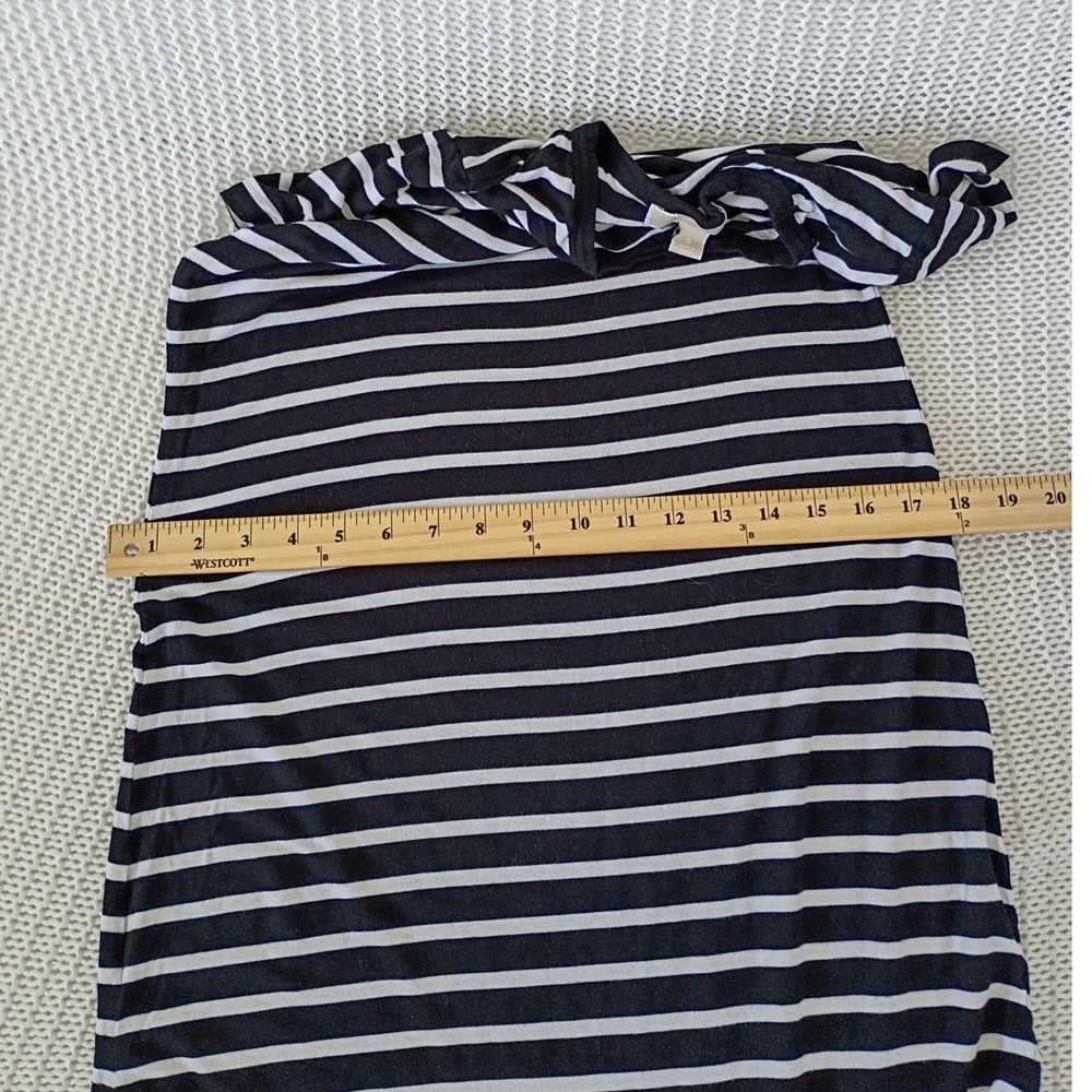 Michael Kors Nautical Black White‎ Cotton Striped Short Slve Maxi Dress Fits S/M - Picture 11 of 13